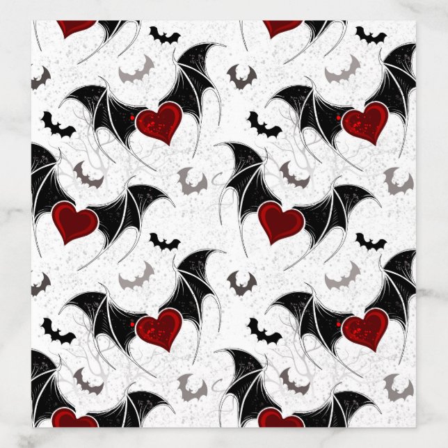 Halloween heart with black bat wings envelope liner (Design)