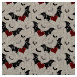 Halloween heart with black bat wings fabric