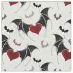 Halloween heart with black bat wings fabric