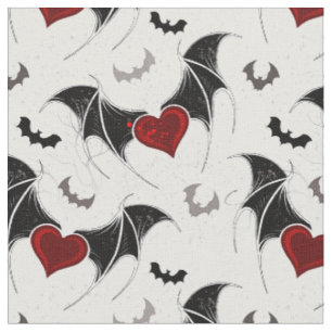 Halloween heart with black bat wings fabric
