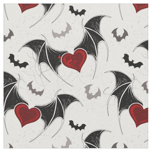 Halloween heart with black bat wings fabric