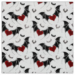 Halloween heart with black bat wings fabric