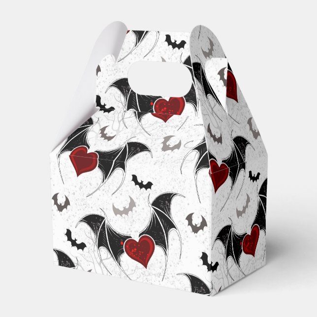 Halloween heart with black bat wings favor boxes (Front Side)
