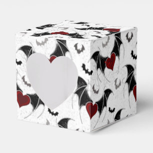 Halloween heart with black bat wings favor boxes