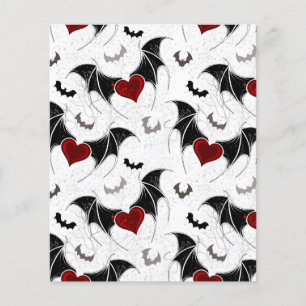 Halloween heart with black bat wings flyer