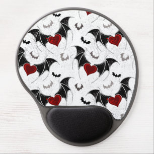 Halloween heart with black bat wings gel mouse pad