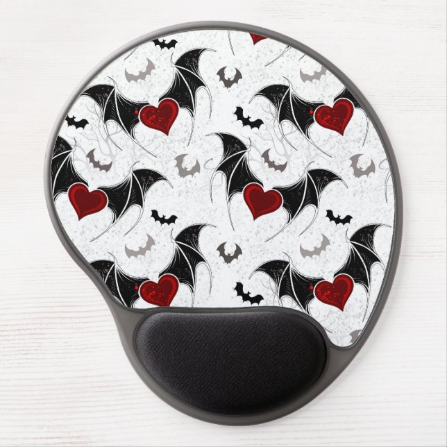 Halloween heart with black bat wings gel mouse pad (Front)