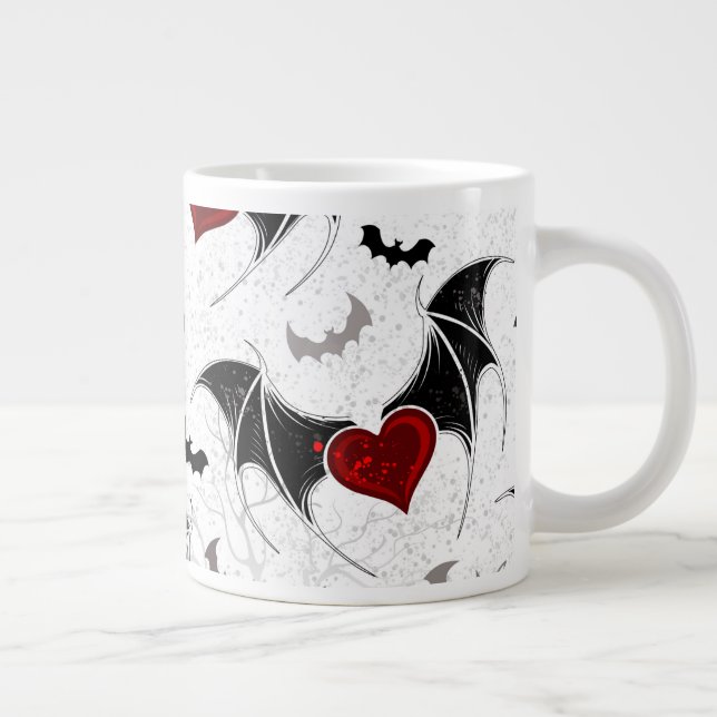 Halloween heart with black bat wings giant coffee mug (Right)