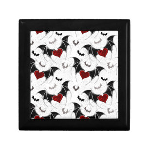 Halloween heart with black bat wings gift box