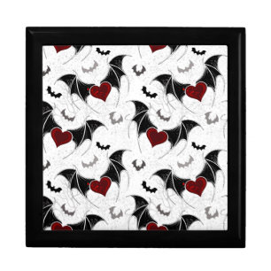 Halloween heart with black bat wings gift box