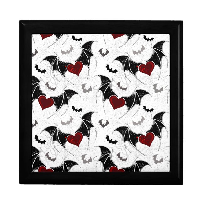 Halloween heart with black bat wings gift box (Front)