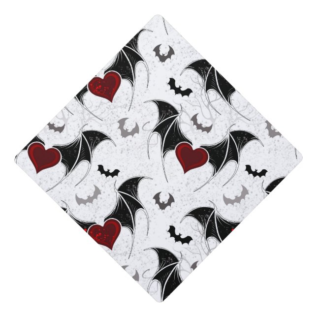 Halloween heart with black bat wings graduation cap topper (Front)