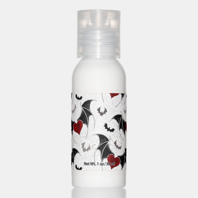 Halloween heart with black bat wings hand lotion (Front)