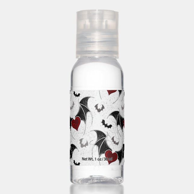 Halloween heart with black bat wings hand sanitizer (Front)