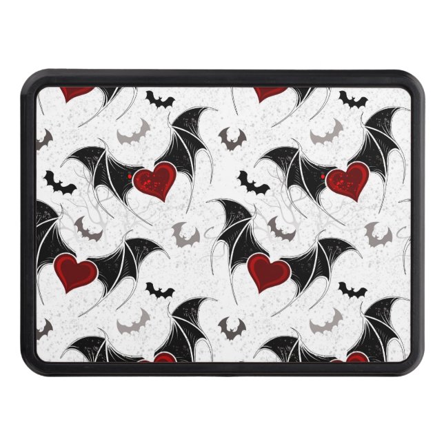 Halloween heart with black bat wings hitch cover (Front)