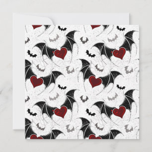 Halloween heart with black bat wings holiday card