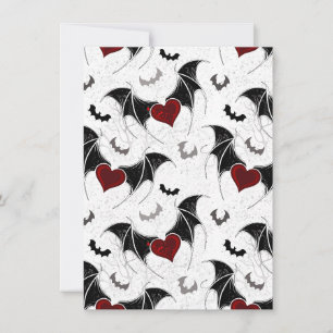Halloween heart with black bat wings holiday card