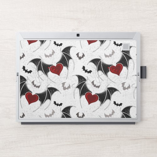 Halloween heart with black bat wings HP laptop skin