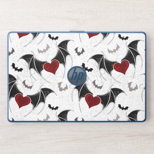 Halloween heart with black bat wings HP laptop skin