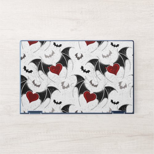 Halloween heart with black bat wings HP laptop skin