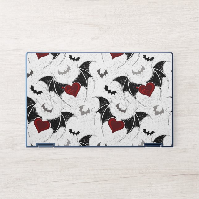 Halloween heart with black bat wings HP laptop skin (Front)