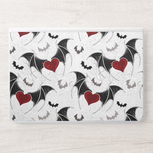 Halloween heart with black bat wings HP laptop skin