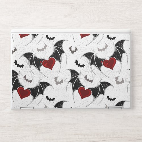 Halloween heart with black bat wings HP laptop skin