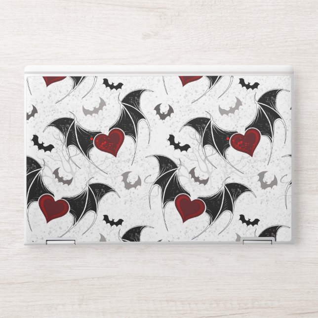 Halloween heart with black bat wings HP laptop skin (Front)