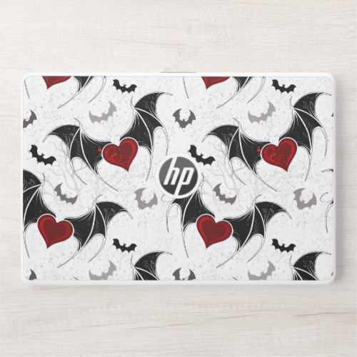 Halloween heart with black bat wings HP laptop skin