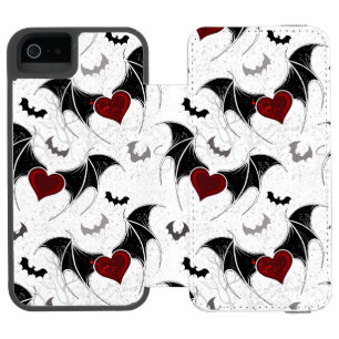 Halloween heart with black bat wings iPhone SE/5/5s wallet case