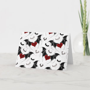 Halloween heart with black bat wings invitation