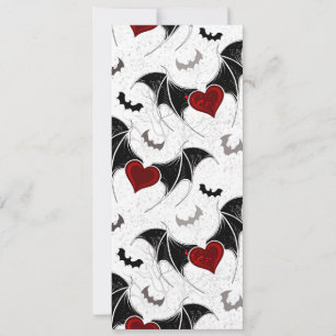 Halloween heart with black bat wings invitation