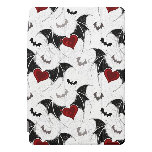 Halloween heart with black bat wings iPad pro cover (Front)
