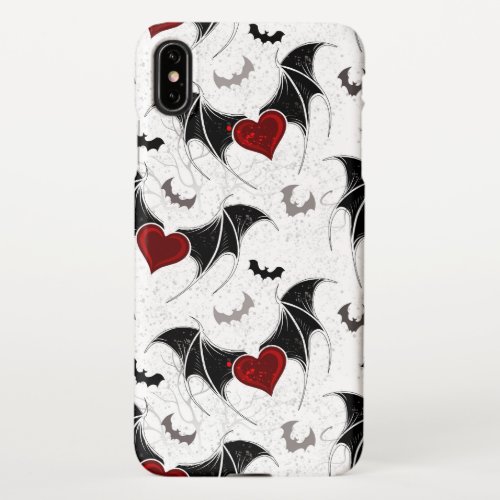 Halloween heart with black bat wings iPhone XS max case