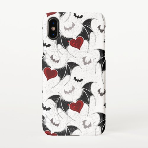 Halloween heart with black bat wings iPhone x case