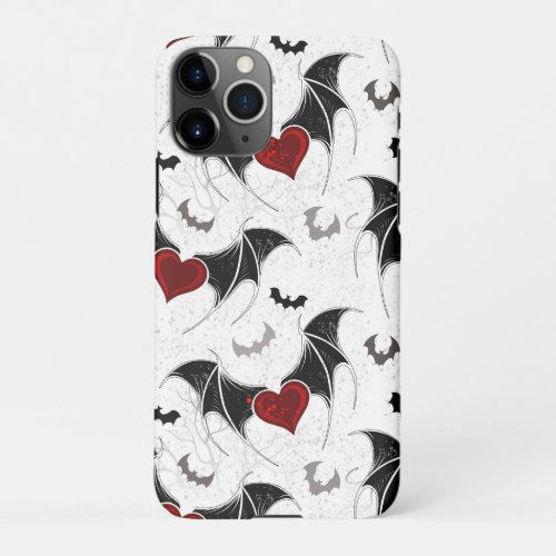 Halloween heart with black bat wings iPhone 11Pro case