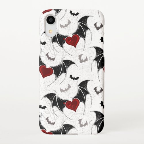 Halloween heart with black bat wings iPhone XR case