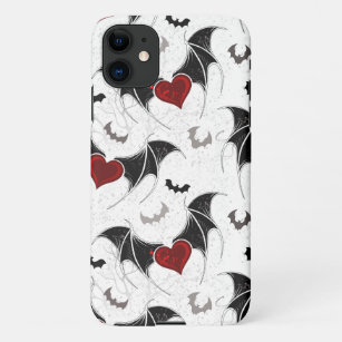 Halloween heart with black bat wings iPhone 11 case