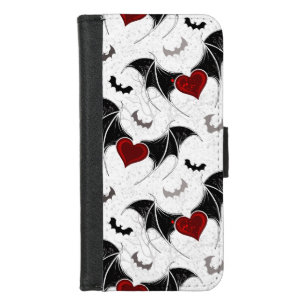 Halloween heart with black bat wings iPhone 8/7 wallet case
