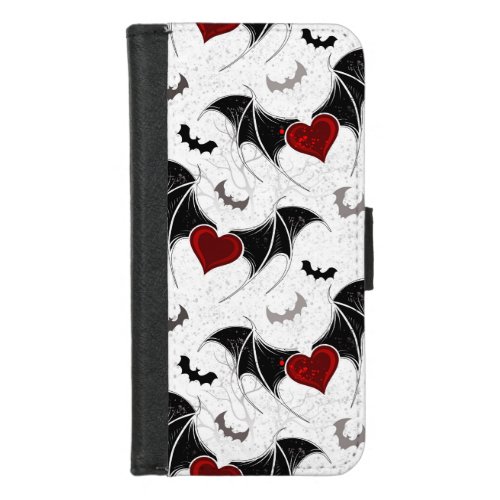 Halloween heart with black bat wings iPhone 87 wallet case