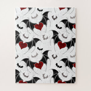 Halloween heart with black bat wings jigsaw puzzle