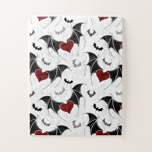 Halloween heart with black bat wings jigsaw puzzle