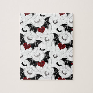 Halloween heart with black bat wings jigsaw puzzle