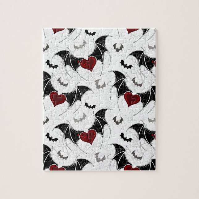 Halloween heart with black bat wings jigsaw puzzle (Vertical)