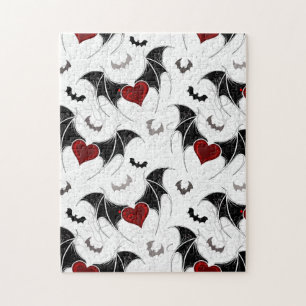 Halloween heart with black bat wings jigsaw puzzle