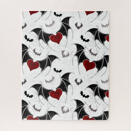 Halloween heart with black bat wings jigsaw puzzle