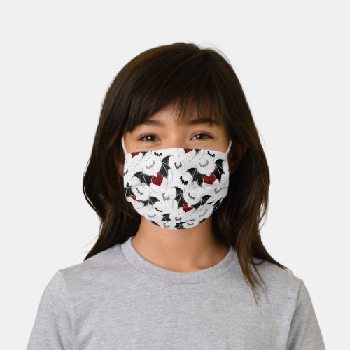 Halloween heart with black bat wings kids cloth face mask