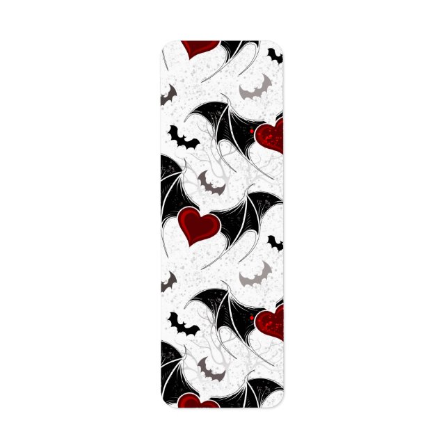 Halloween heart with black bat wings label (Front)