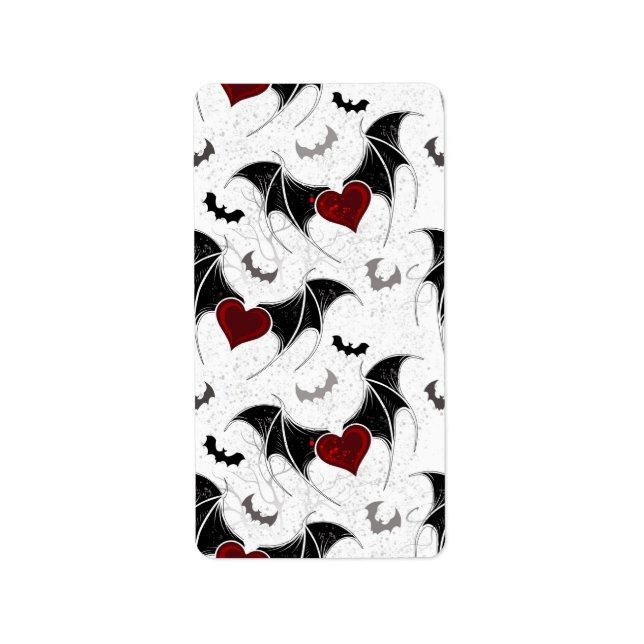 Halloween heart with black bat wings label (Front)