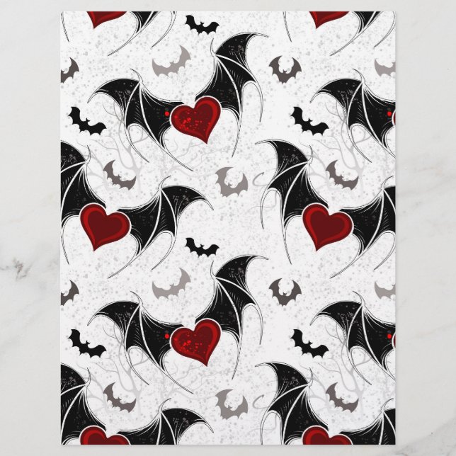 Halloween heart with black bat wings letterhead (Front)